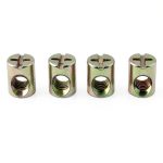 E-outstanding 4PCS M6 x 10 x 13mm Slotted Barrel Nuts Cross Dowels Spring Loaded Barrel Nuts Replacement Screws Cross Dowel Barrel Nuts for Furniture Bed Crib and Chairs-0
