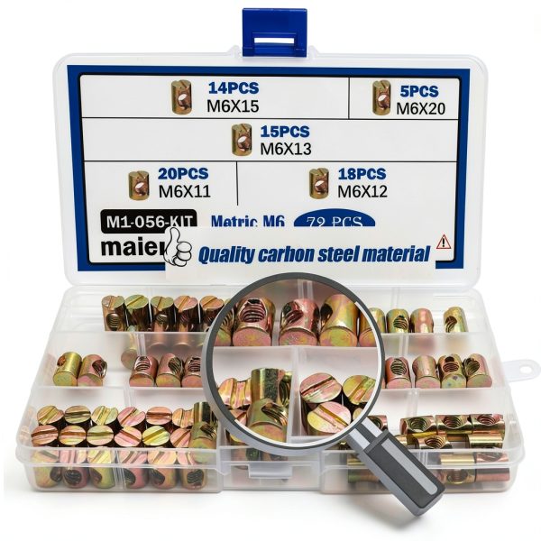 Metric M6 Barrel Nuts Slotted Kit by maierke 72PCS for Beds & Chairs-2